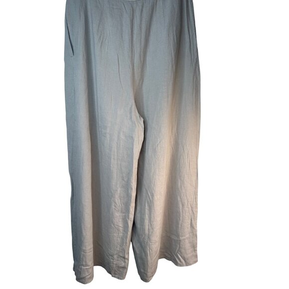 2/$30 NWT ZARA Medium Pale Gray Linen-Blend Wide-Leg Trousers High Waisted - Picture 13 of 14